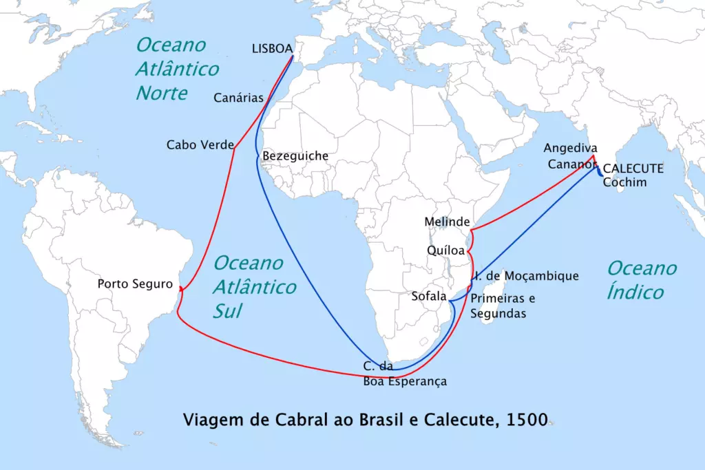 Rota adotada pelos portugueses no descobrimento do Brasil